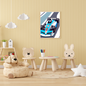 Little Racer's Dream, wall art frame, blue