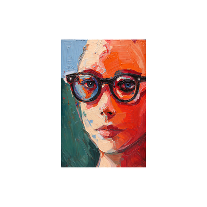 Large abstract portrait canvas wall art featuring a modern face with bold brushstrokes and contrasting colors 